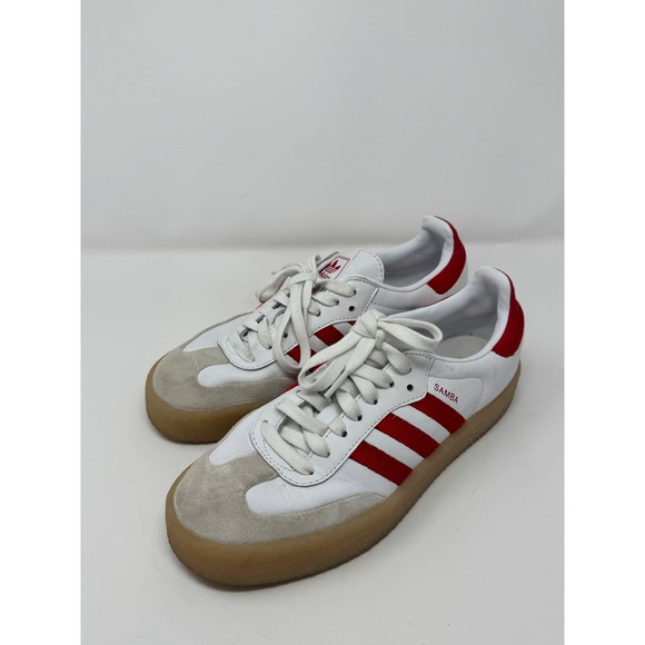 Adidas Red White Platform Samba Sneakers